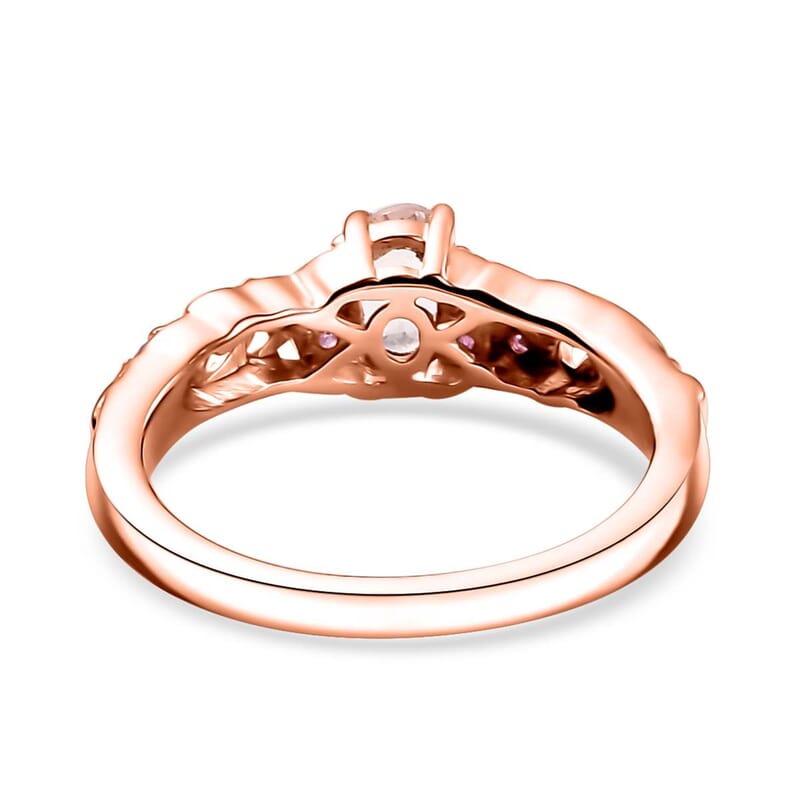 Premium Marropino Morganite and Madagascar Pink Sapphire 0.55 ctw Bougainvillea Flower Ring in 18K Vermeil Rose Gold Over Sterling Silver (Size 10.0)