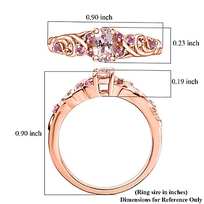 Premium Marropino Morganite and Madagascar Pink Sapphire 0.55 ctw Bougainvillea Flower Ring in 18K Vermeil Rose Gold Over Sterling Silver (Size 10.0)
