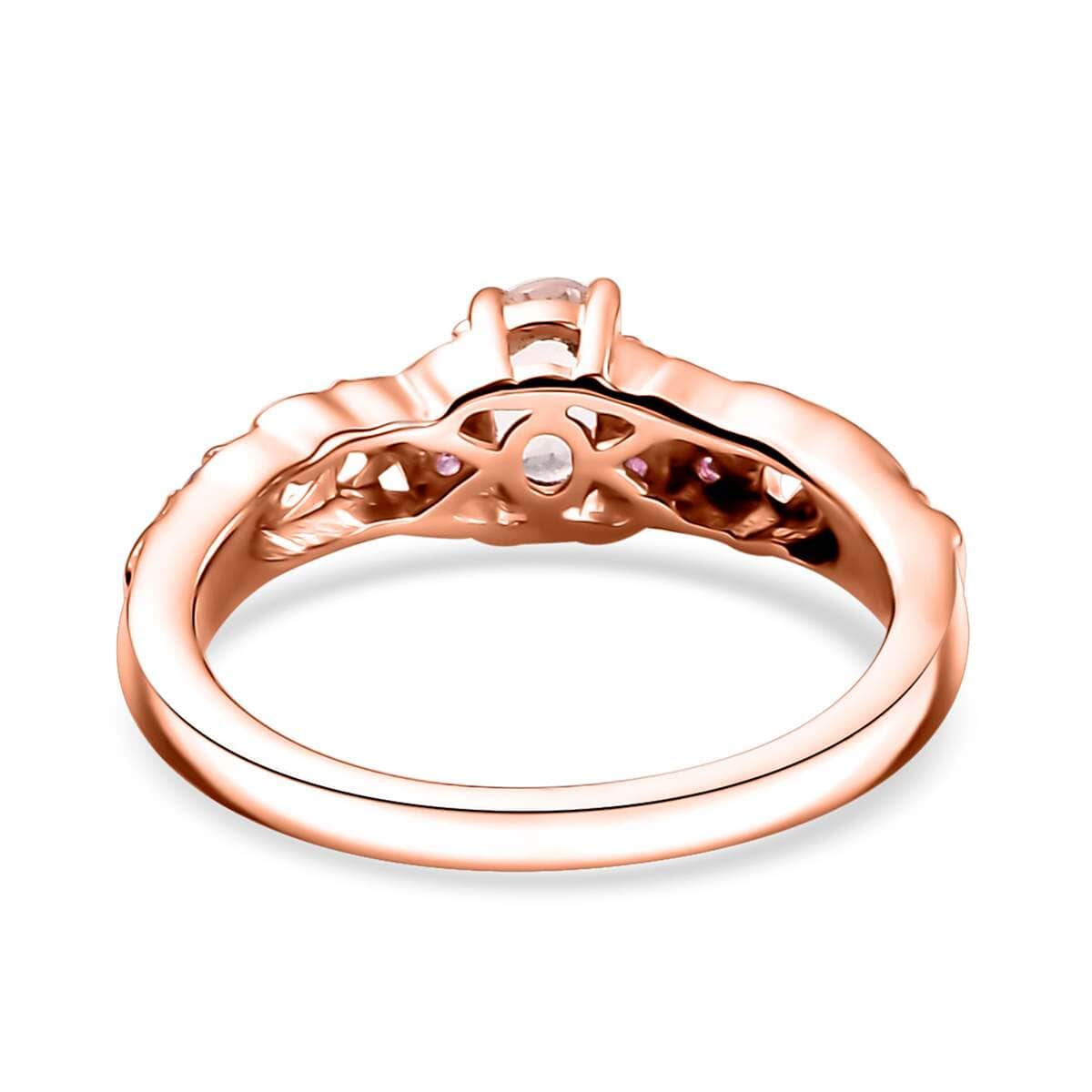 Premium Marropino Morganite and Madagascar Pink Sapphire 0.55 ctw Bougainvillea Flower Ring in 18K Vermeil Rose Gold Over Sterling Silver (Size 7.0) image number 4