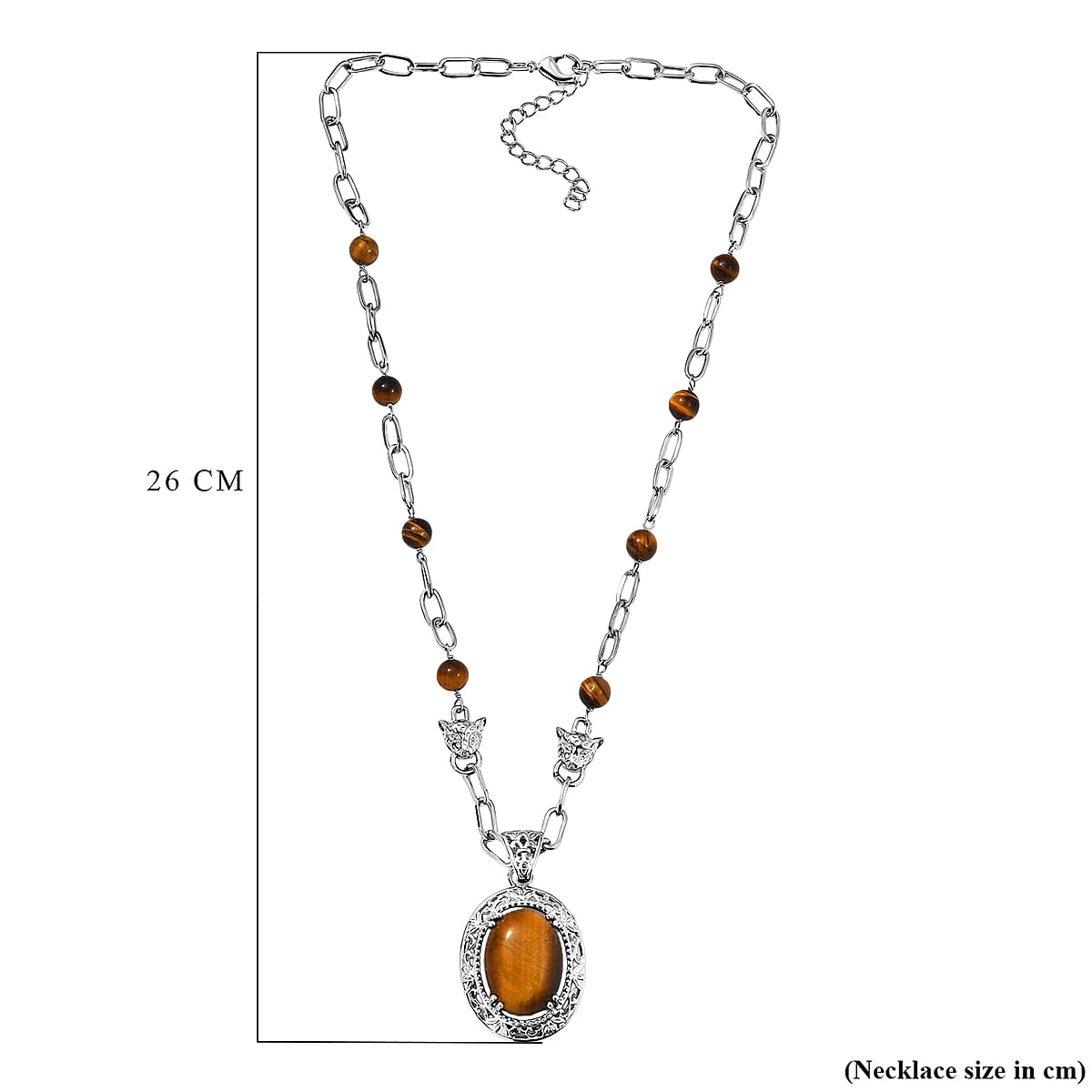 EverTrue Tigers Eye 29.65 ctw Fancy Necklace 18 Inches in Platinum Bond image number 5