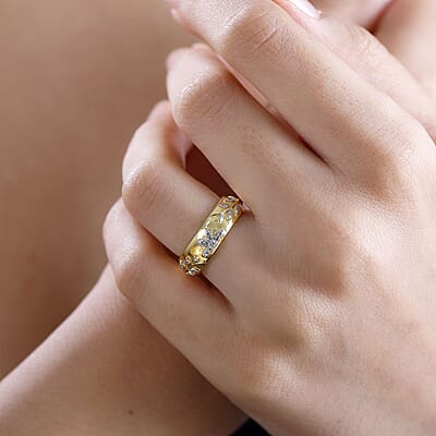 Karis Diamond Accent Leaf Band Ring in 18K YG Plated (Size 10.0)