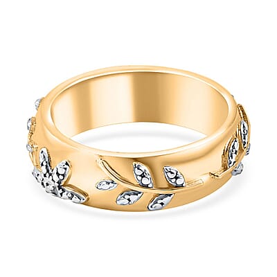 Karis Diamond Accent Leaf Band Ring in 18K YG Plated (Size 10.0)