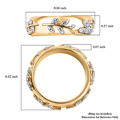Karis Diamond Accent Leaf Band Ring in 18K YG Plated (Size 10.0)