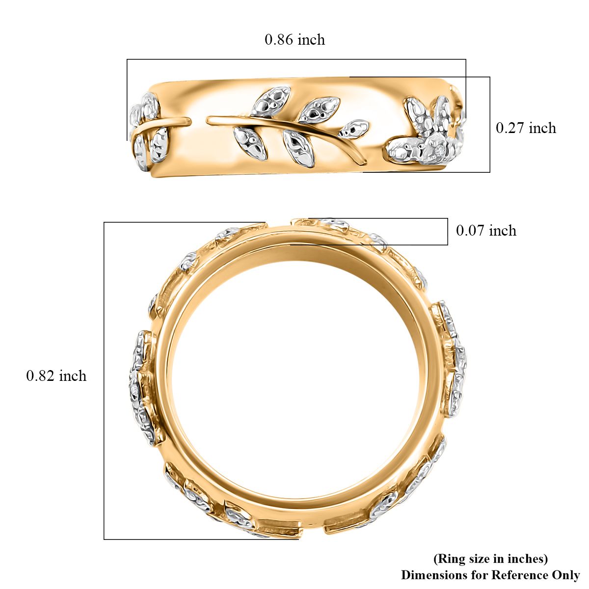Karis Diamond Accent Leaf Band Ring in 18K YG Plated (Size 5.0)