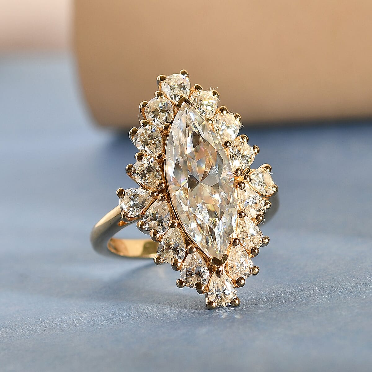 Moissanite Cocktail Ring in Vermeil Yellow Gold Over Sterling Silver (Size 11.0) 5.90 ctw image number 1