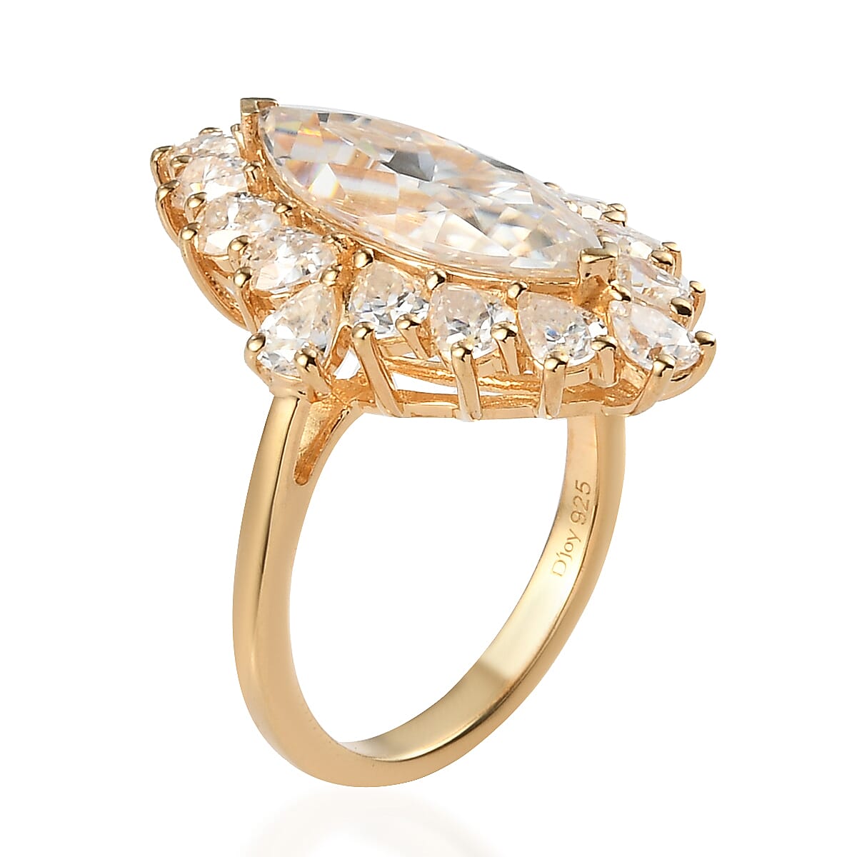 Moissanite Cocktail Ring in Vermeil Yellow Gold Over Sterling Silver (Size 11.0) 5.90 ctw image number 3