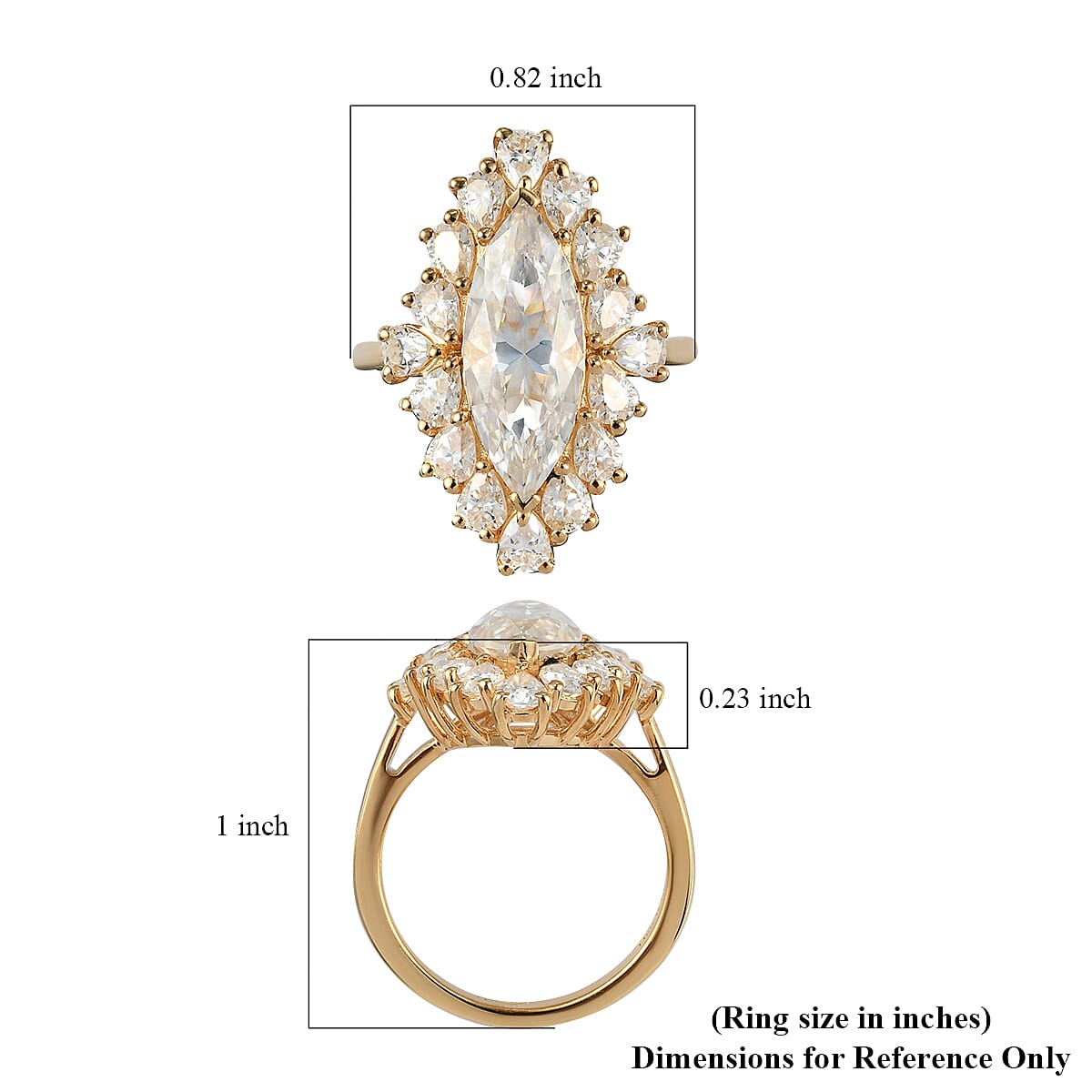 Moissanite Cocktail Ring in Vermeil Yellow Gold Over Sterling Silver (Size 11.0) 5.90 ctw image number 5