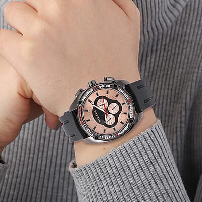 Strada Japanese Movement Watch with Black Silicone Strap and Stainless Steel Back (47mm)
