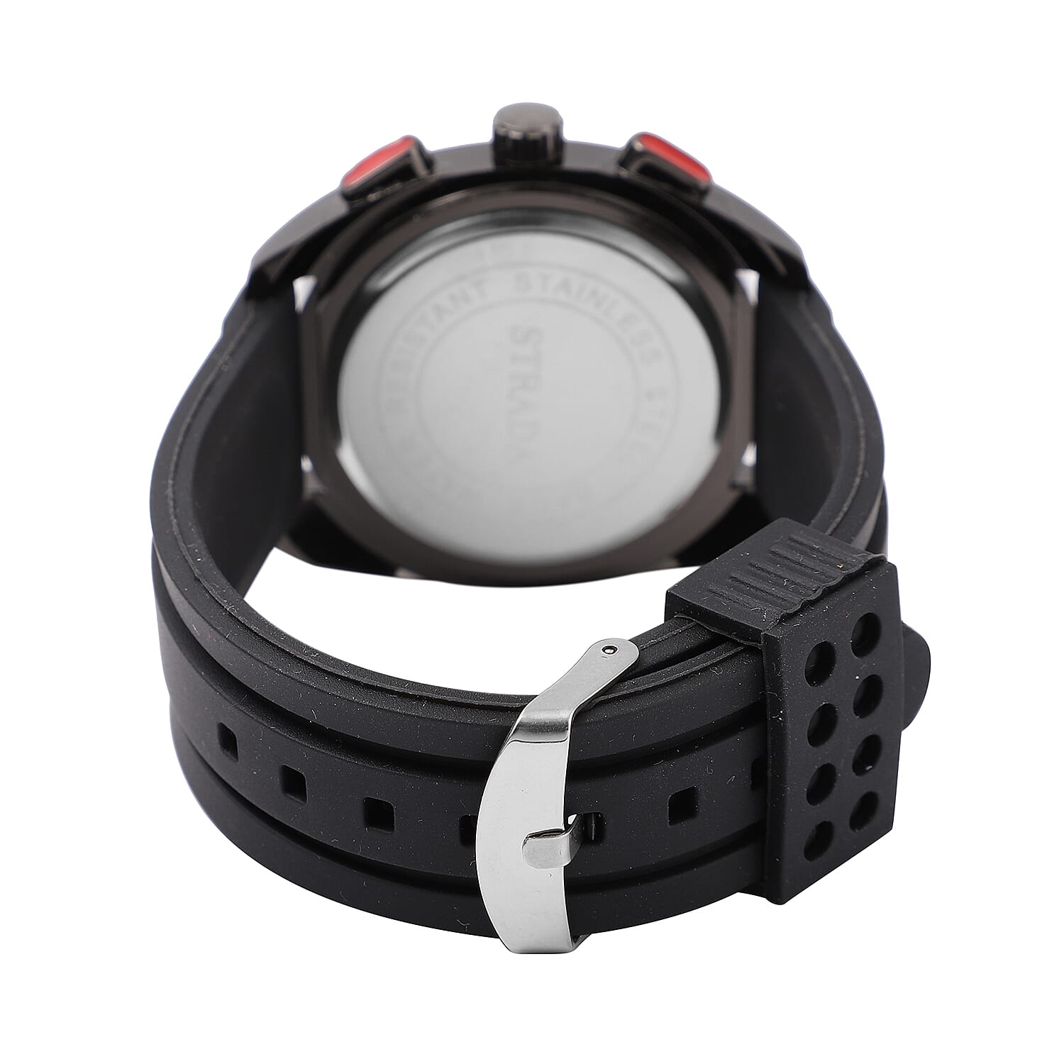 Strada Japanese Movement Watch with Black Silicone Strap and Stainless Steel Back (47mm)