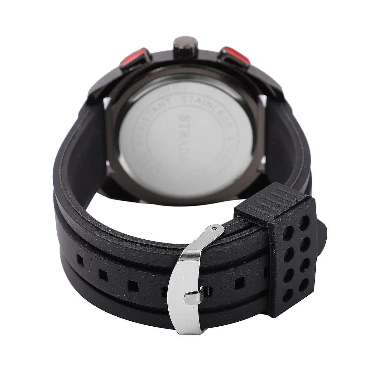 STRADA Japanese Movement Watch with Black Silicone Strap and Stainless Steel Back image number 5