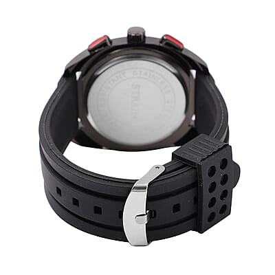 Strada Japanese Movement Watch with Black Silicone Strap and Stainless Steel Back (47mm)