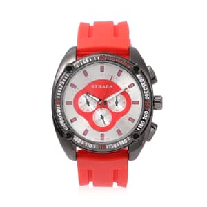 Strada Japanese Movement Watch with Red Silicone Strap and Stainless Steel Back (47mm)