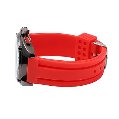 Strada Japanese Movement Watch with Red Silicone Strap and Stainless Steel Back (47mm)