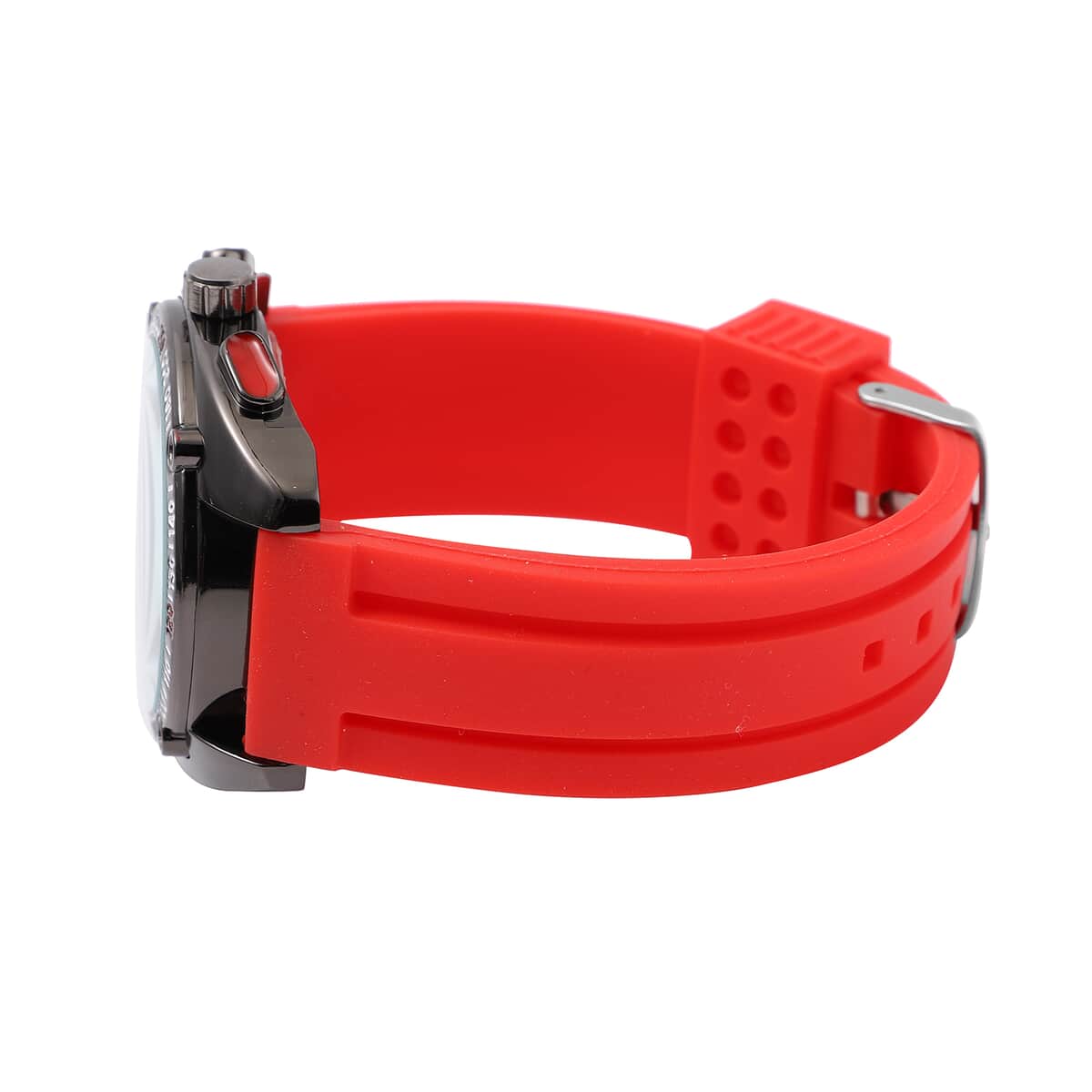 Strada Japanese Movement Watch with Red Silicone Strap and Stainless Steel Back (47mm) image number 4