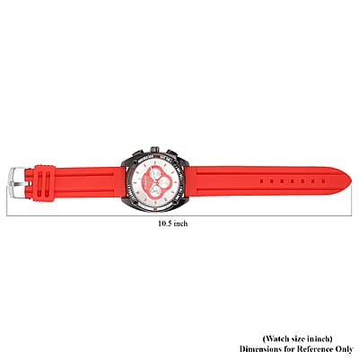 Strada Japanese Movement Watch with Red Silicone Strap and Stainless Steel Back (47mm)