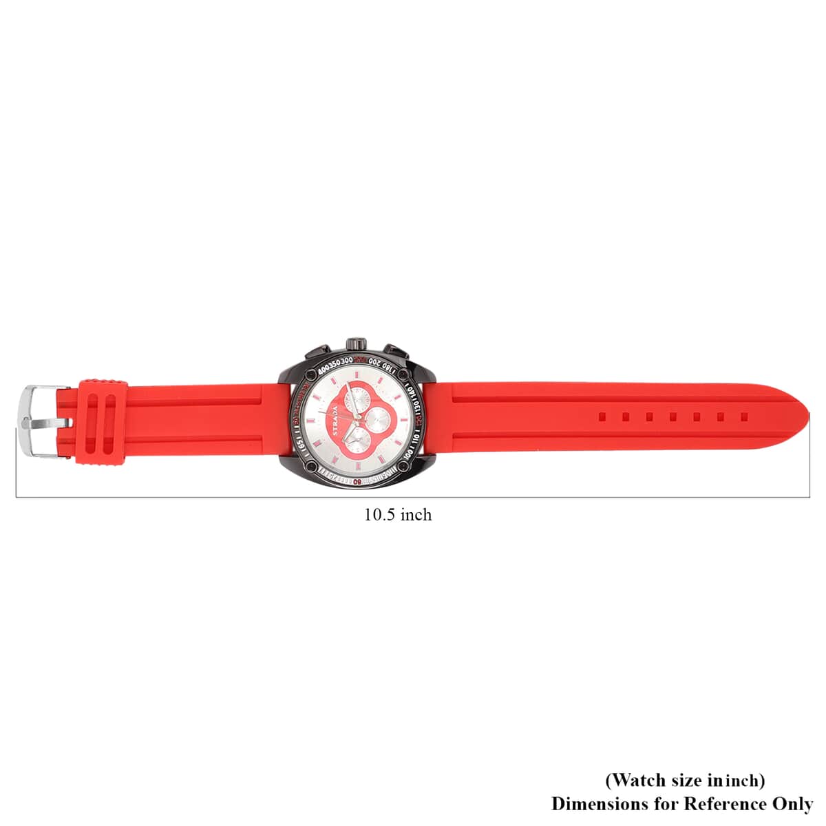 Strada Japanese Movement Watch with Red Silicone Strap and Stainless Steel Back (47mm) image number 6