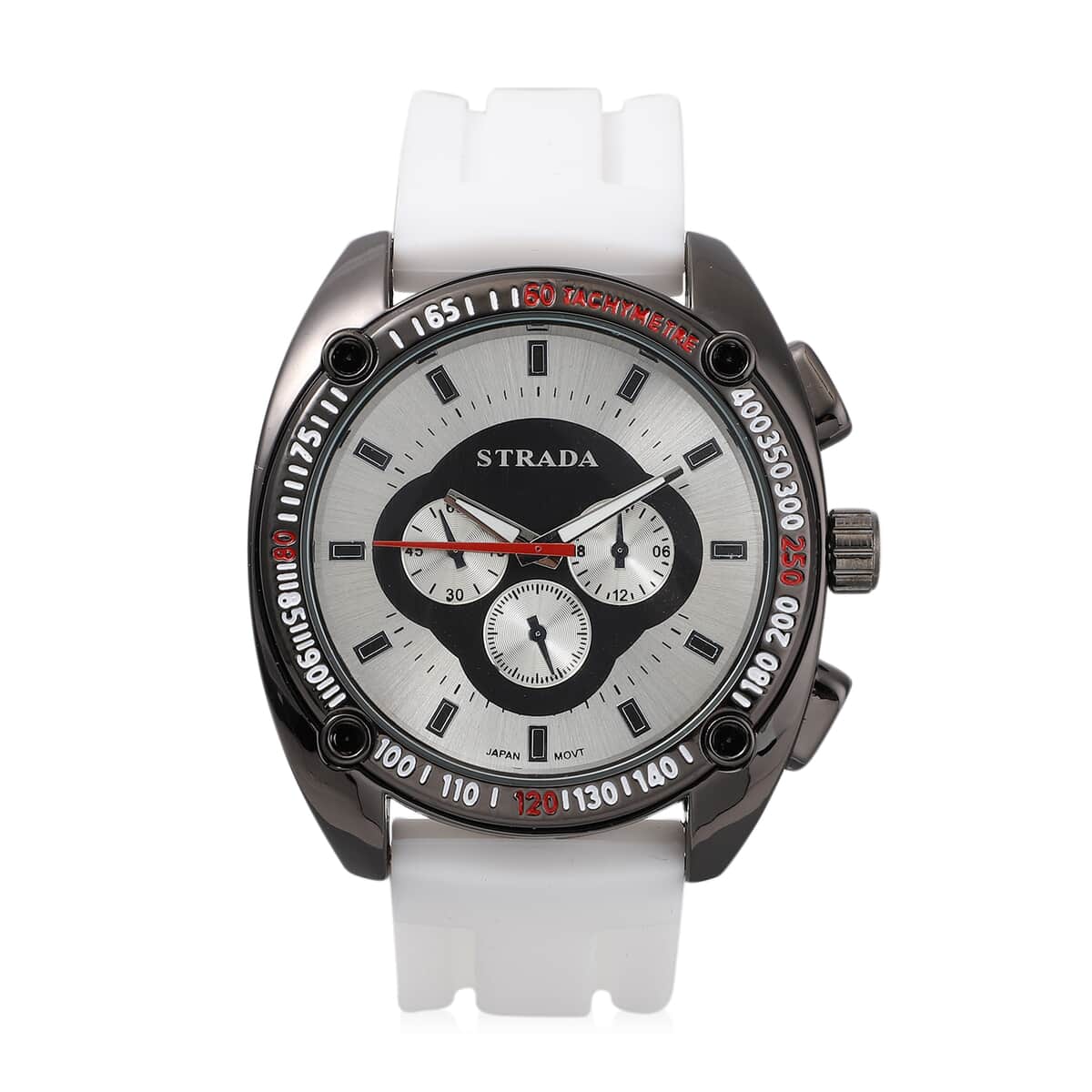 Strada Japanese Movement Watch with White Silicone Strap and Stainless Steel Back (47mm) image number 0