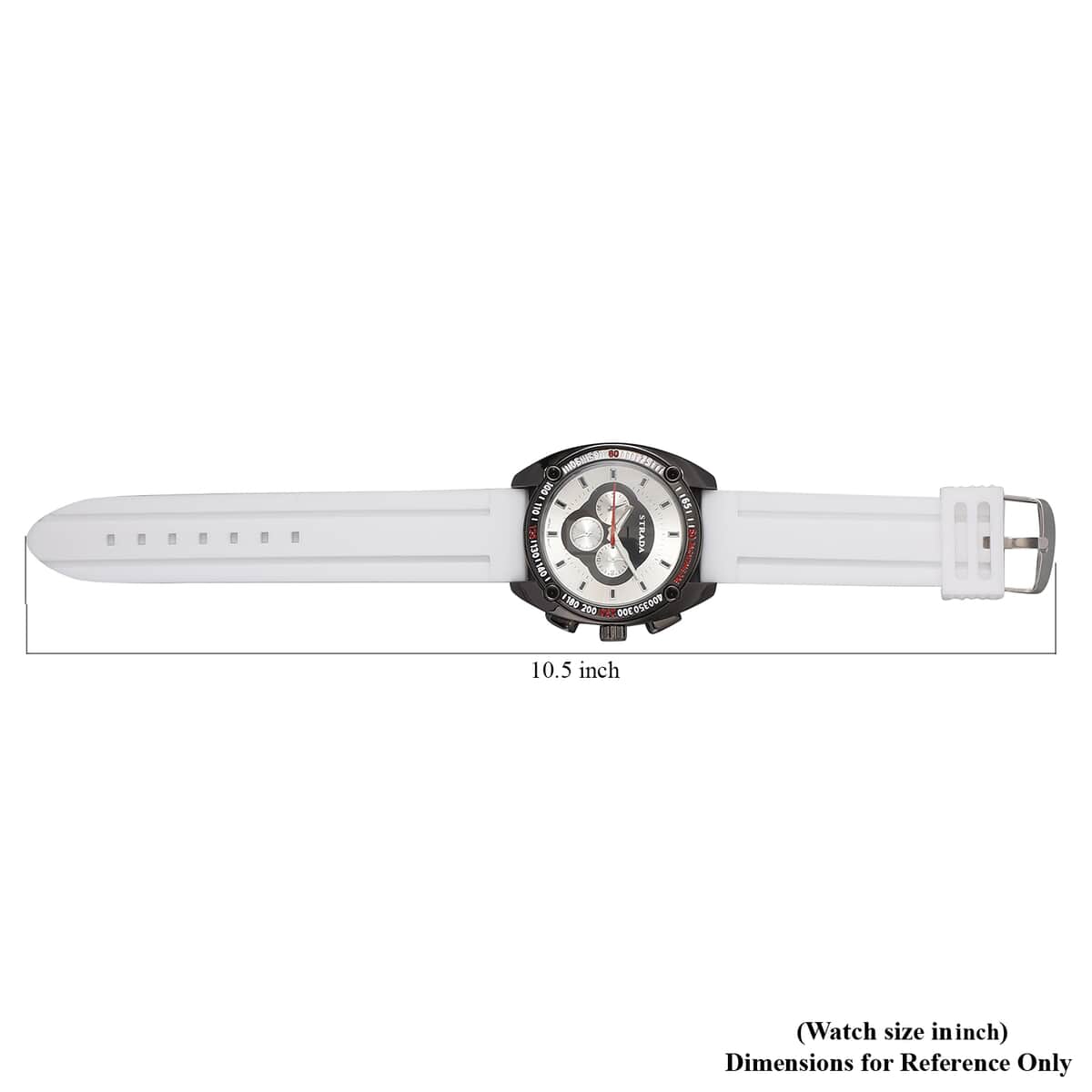 Strada Japanese Movement Watch with White Silicone Strap and Stainless Steel Back (47mm) image number 6