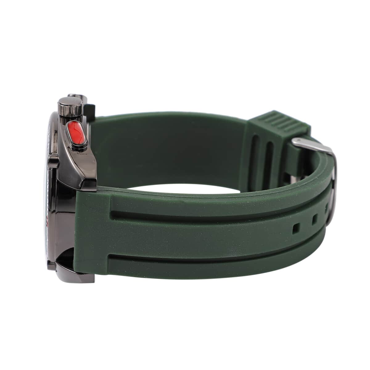 Strada Japanese Movement Watch with Dark Green Silicone Strap and Stainless Steel Back (47mm) image number 4