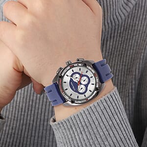 Strada Japanese Movement Watch with Navy Blue Silicone Strap and Stainless Steel Back (47mm)