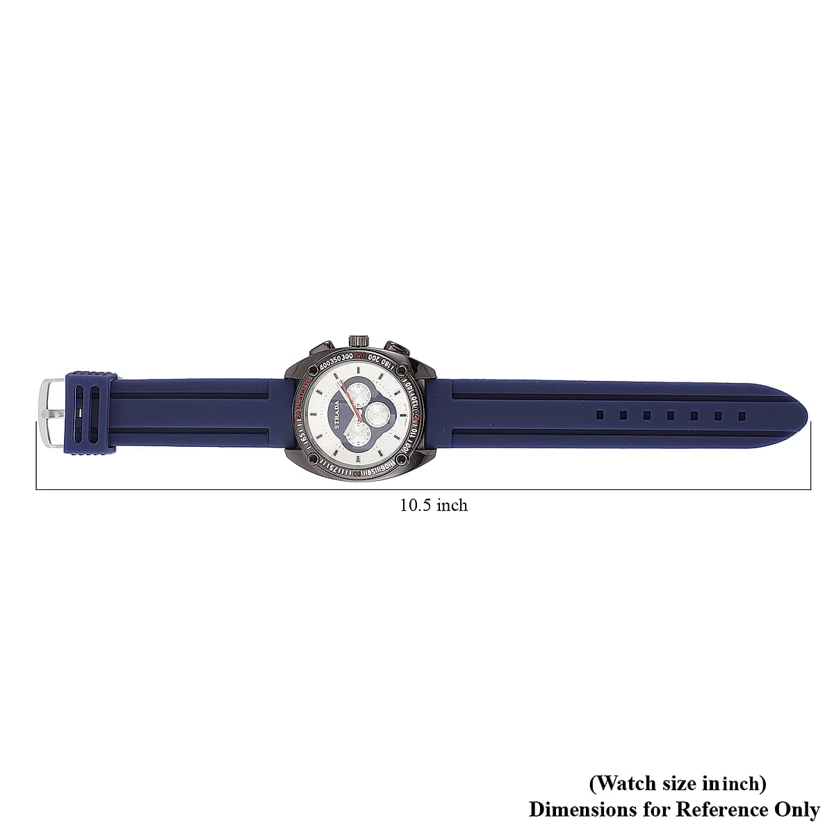 Strada Japanese Movement Watch with Navy Blue Silicone Strap and Stainless Steel Back (47mm) image number 6