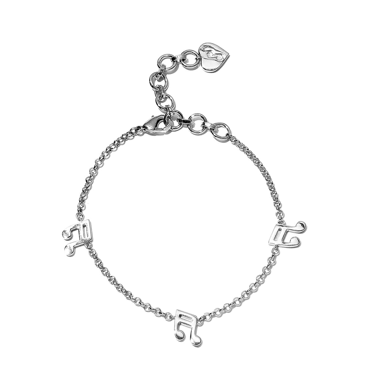 KARIS Music Note Charm Anklet 7-9Inches in Platinum Bond image number 0