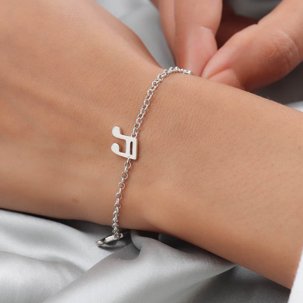 KARIS Music Note Charm Anklet 7-9Inches in Platinum Bond image number 2