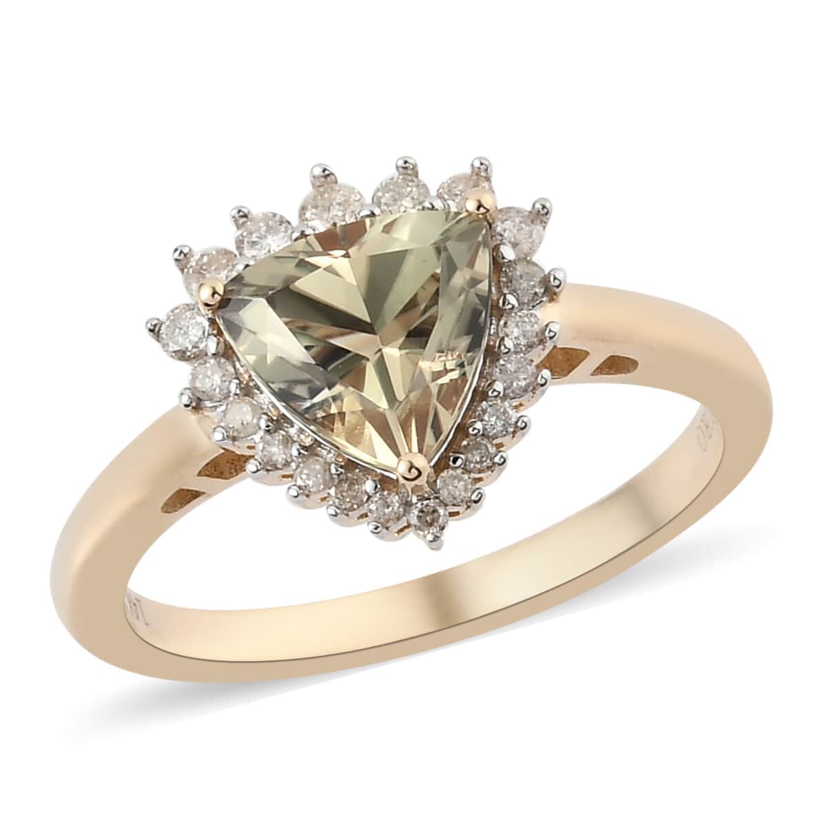 Luxoro 14K Yellow Gold AAA Turkizite and G-H I3 Diamond Halo Ring (Size 8.0) 2.25 ctw image number 0