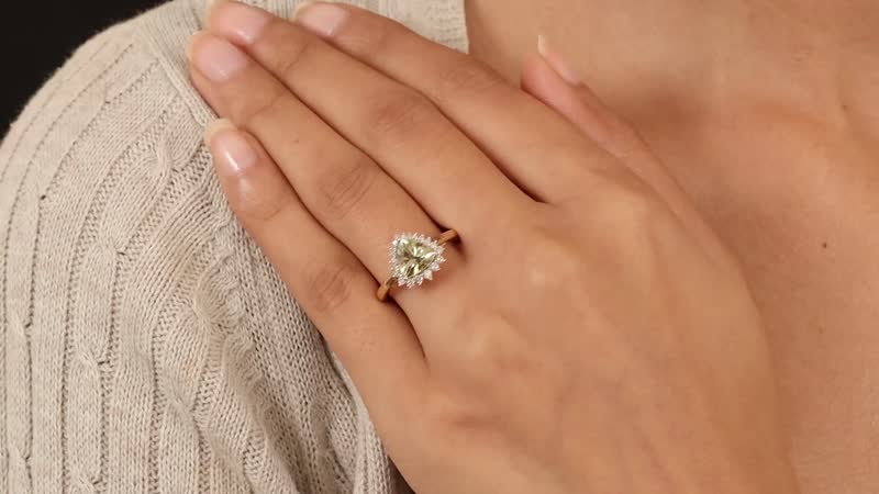LUXORO 14K Yellow Gold AAA Turkizite, Diamond (G-H, I3) (0.55 cts) Halo Ring 2.25 ctw