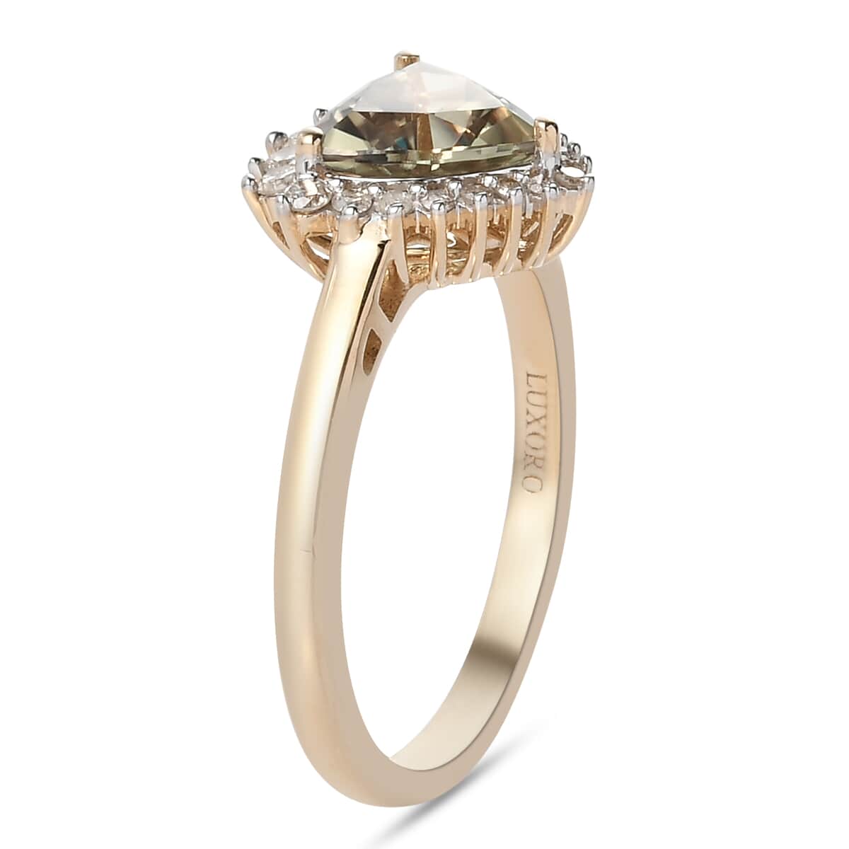 Luxoro 14K Yellow Gold AAA Turkizite and G-H I3 Diamond Halo Ring (Size 8.0) 2.25 ctw image number 3