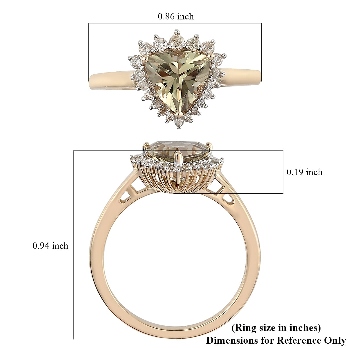 Luxoro 14K Yellow Gold AAA Turkizite and G-H I3 Diamond Halo Ring (Size 8.0) 2.25 ctw