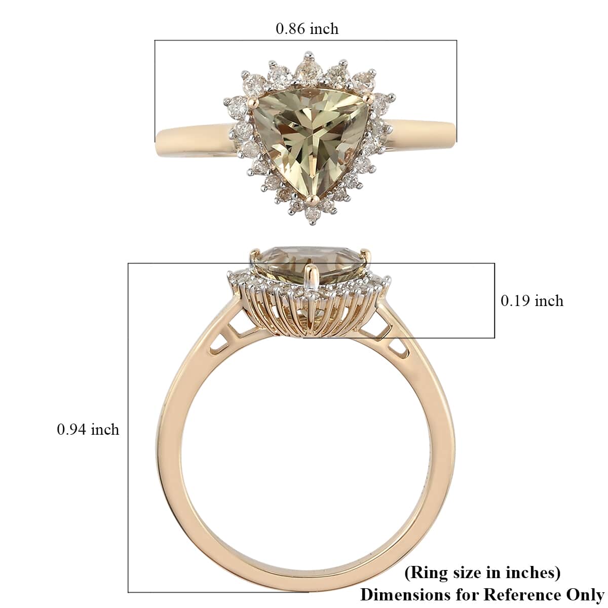 Luxoro 14K Yellow Gold AAA Turkizite and G-H I3 Diamond Halo Ring (Size 8.0) 2.25 ctw image number 5