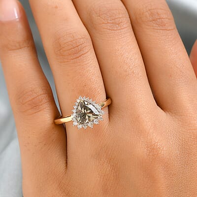 One Of A Kind Luxoro 14K Yellow Gold AAA Turkizite and G-H I3 Diamond Halo Ring (Size 9.0) 2.25 ctw
