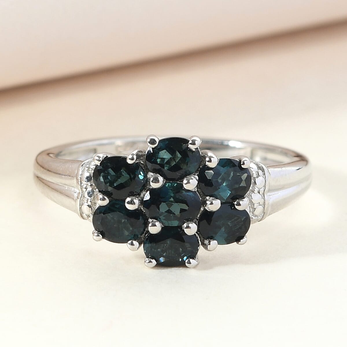 Monte Belo Indicolite Ring in Platinum Over Sterling Silver (Size 6.0) 1.15 ctw image number 1