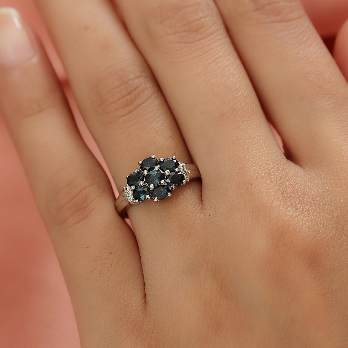 Monte Belo Indicolite Ring in Platinum Over Sterling Silver (Size 6.0) 1.15 ctw image number 2