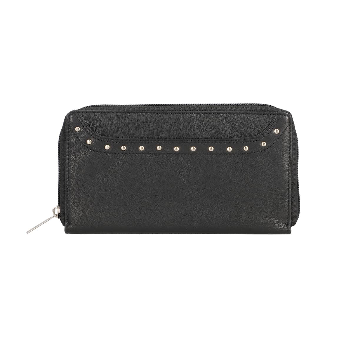 Black Genuine Leather RFID Women's Wallet (7.5"x4.5") image number 0