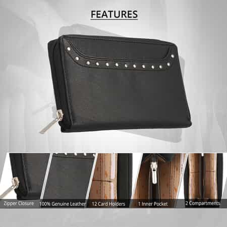 Black RFID Genuine Leather Wallet for Women | Leather Purse | Card Holder | Designer Wallet image number 2