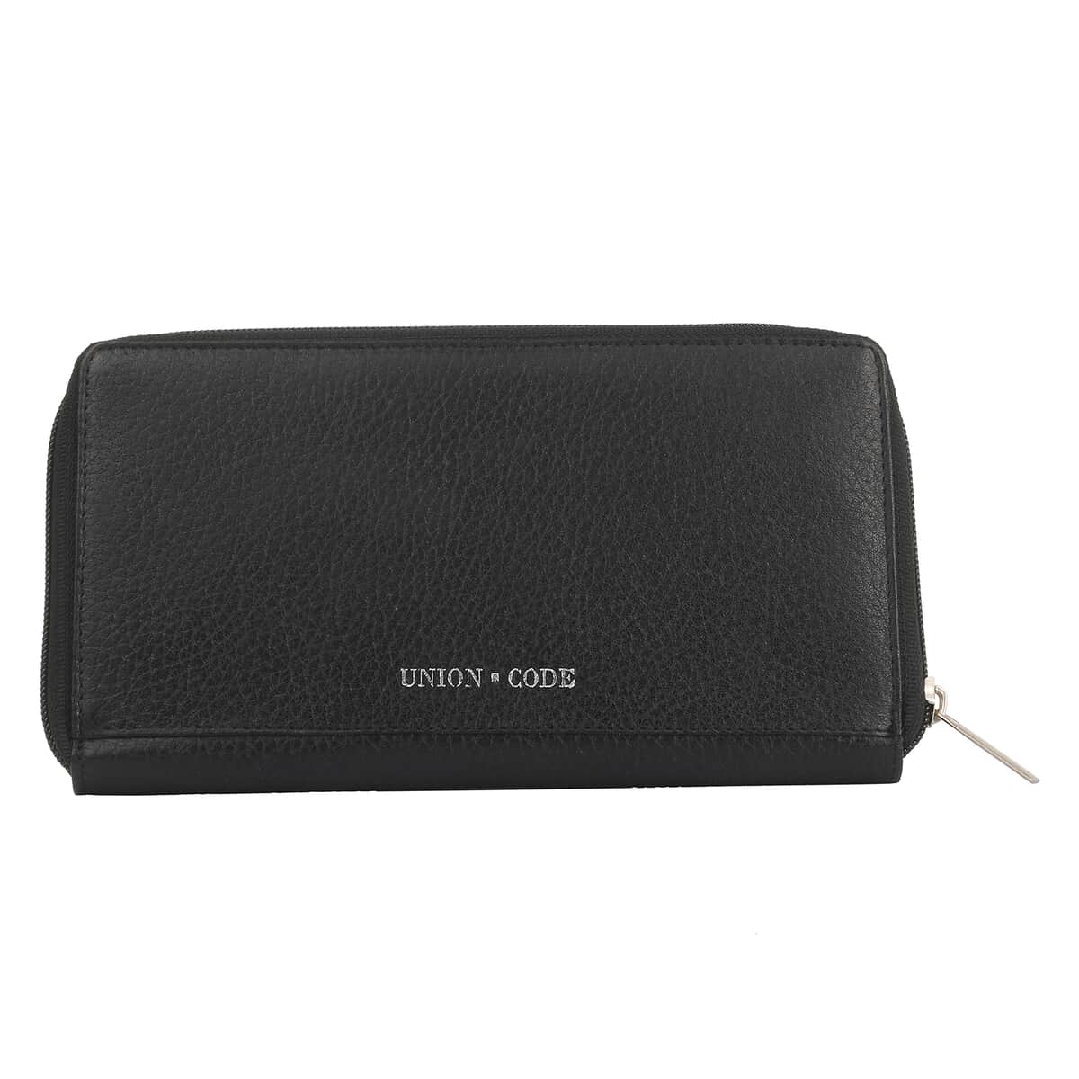 Union Code Black Genuine Leather RFID Women's Wallet image number 4