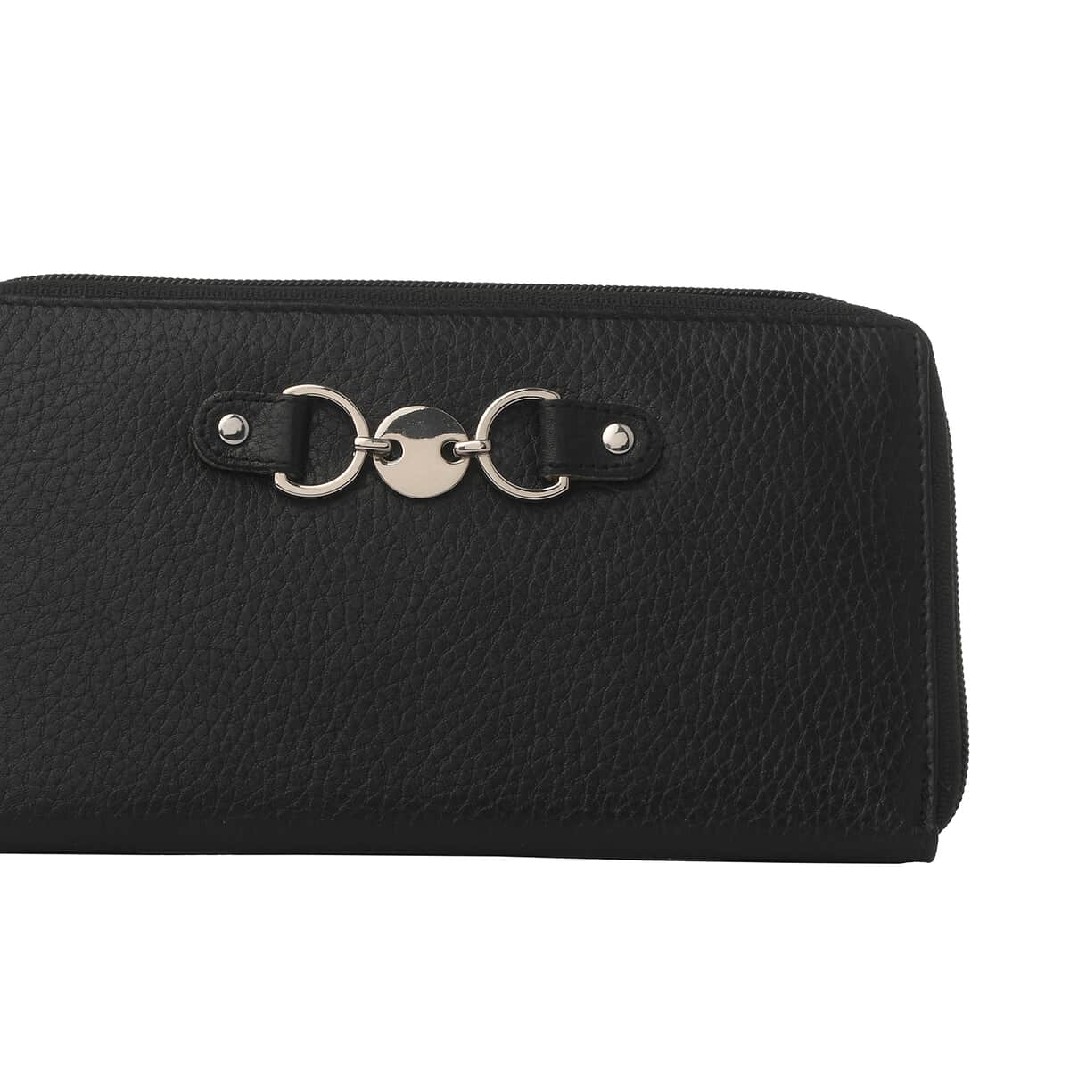 Union Code Black Genuine Leather RFID Women's Wallet image number 6