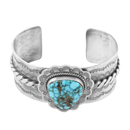ONE OF A KIND SANTA FE Style Kingman Turquoise Cuff Bracelet in Sterling Silver (5.50 In) 65.10 Grams (Made in USA) 11.00 ctw image number 0