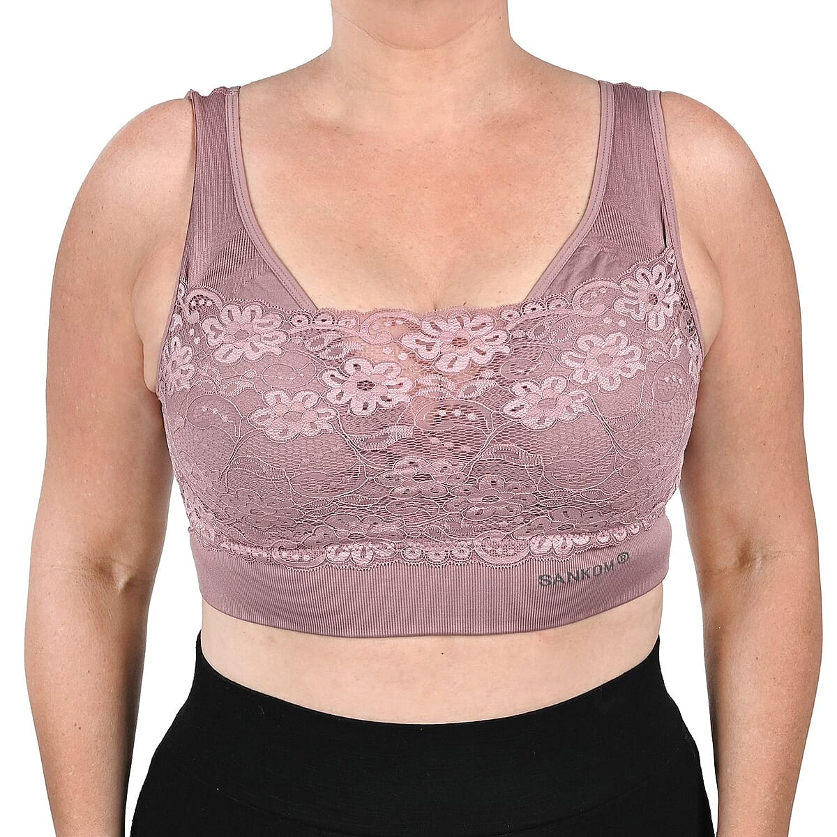 Sankom Patent Support & Posture Lace Bra with Aloe Vera Fibers - M , Dusty  Rose