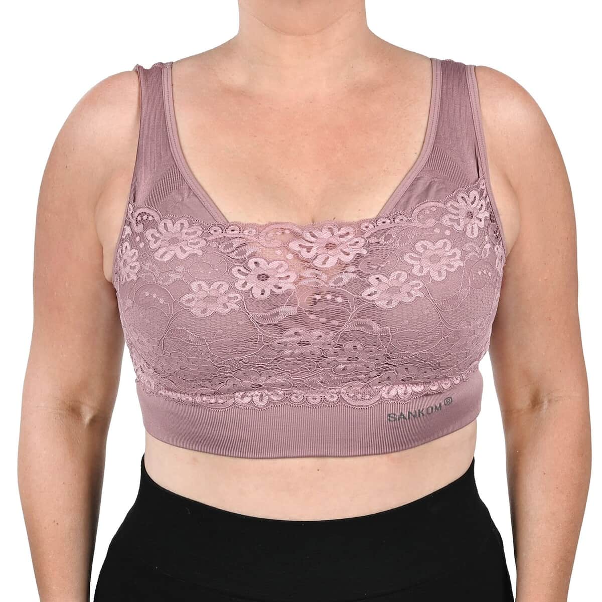Sankom Patent Support & Posture Lace Bra with Aloe Vera Fibers - M , Dusty Rose image number 0