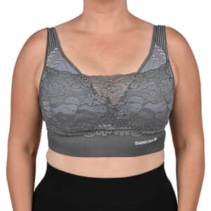 Sankom Patent Support & Posture Lace Bra with Bamboo Fibers - L , Gray