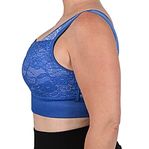 Sankom Patent Support & Posture Lace Bra with Cooling Fibers - M/L , Navy