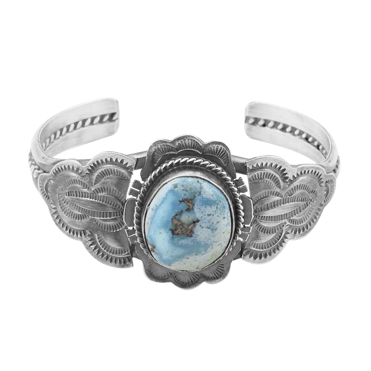 ONE OF A KIND SANTA FE Style Turquoise Cuff Bracelet in Sterling Silver (5.25 In) 30.50 Grams (Made in USA) 9.00 ctw image number 0