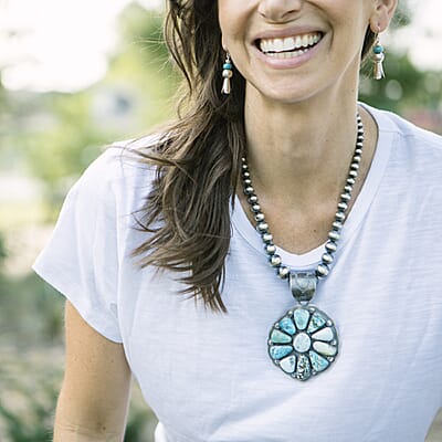 ONE OF A KIND Santa Fe Style Multi Turquoise Statement Pendant in Sterling Silver (Made in USA) 200.00 ctw