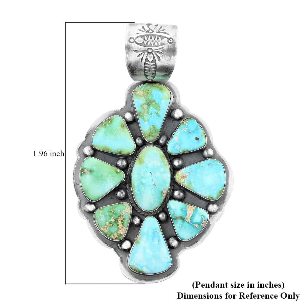 Santa Fe Style Turquoise Statement Pendant in Sterling Silver (Made in USA) 325.00 ctw image number 2