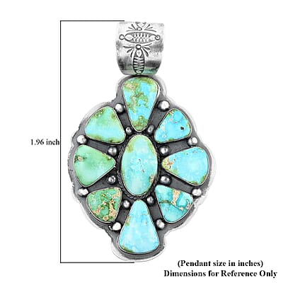 Santa Fe Style Turquoise Statement Pendant without Chain in Sterling Silver (Made in USA) 325.00 ctw