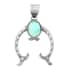 ONE OF A KIND SANTA FE Style Turquoise Lucky Horseshoe Talisman Pendant in Sterling Silver 34.80 Grams (Made in USA) 9.00 ctw image number 0