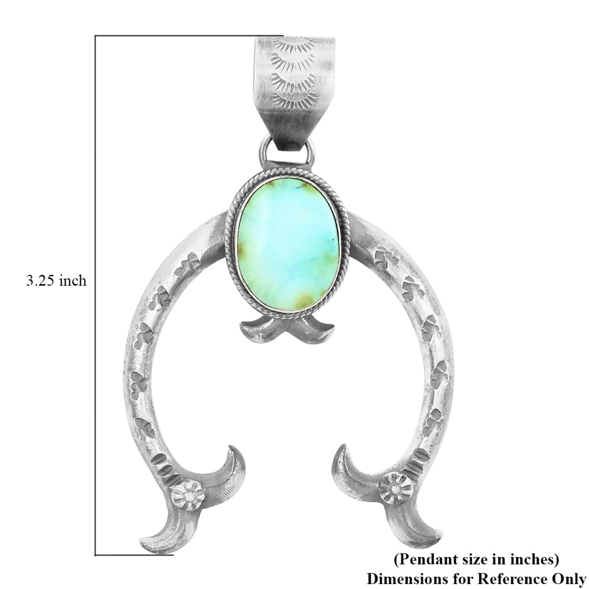 ONE OF A KIND SANTA FE Style Turquoise Lucky Horseshoe Talisman Pendant in Sterling Silver 34.80 Grams (Made in USA) 9.00 ctw image number 3